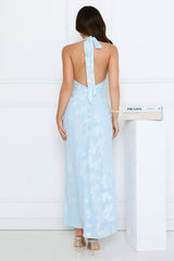 Where's My Tiara Halter Maxi Dress Blue