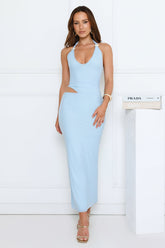 Midnight Élan Halter Maxi Dress Blue