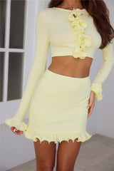 Summer Lush Long Sleeve Crop Top Yellow