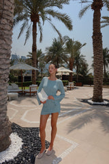 Soulful Nights Long Sleeve Mini Dress Sage