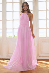 Luxuriously Stylish Halter Maxi Dress Pink