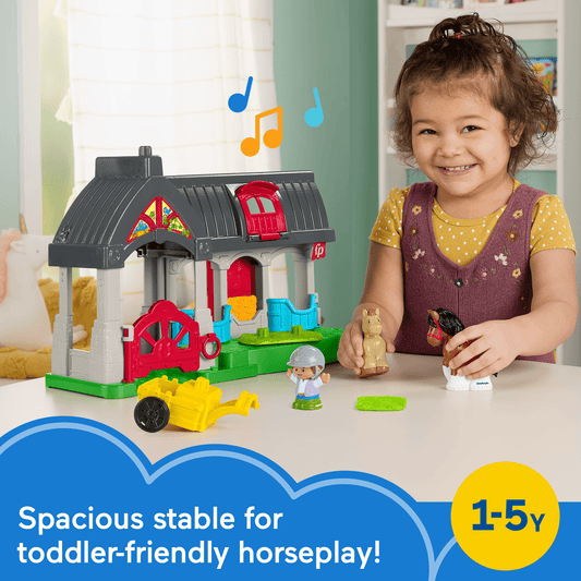 Fisher-Price Little People Friendly Horses Stable Toddler Playset With Sounds, 6 Play Pieces