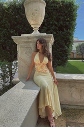 Silver Lining Love Halter Maxi Dress Yellow
