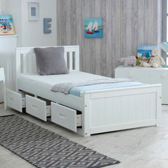 Mission White Wooden Storage Bed Frame – 3ft Single