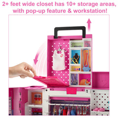 Barbie Closet Playset With 35+ Accessories, 5 Complete Looks, Pop-Up 2nd Level, Dream Closet