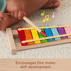 Fisher-Price Wooden Xylophone, Musical Instrument Toy For Toddlers, 2 Wood Pieces