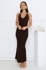 Midnight Élan Halter Maxi Dress Brown