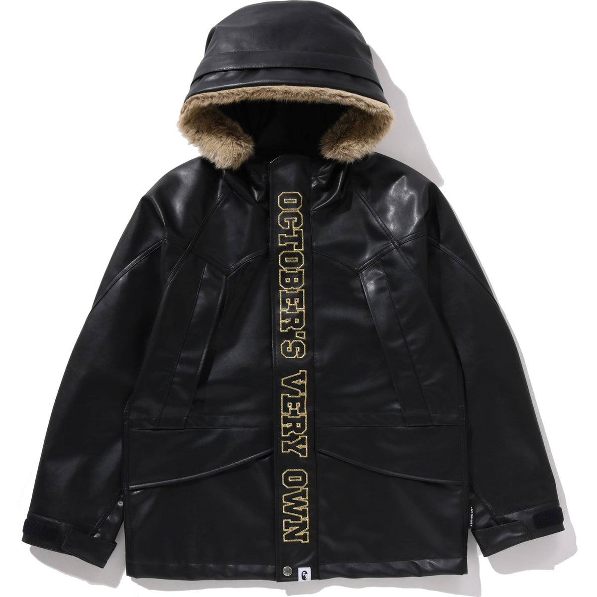 BAPE X OVO SYNTHETIC WASHABLE LEATHER SNOWBOARD JACKET MENS