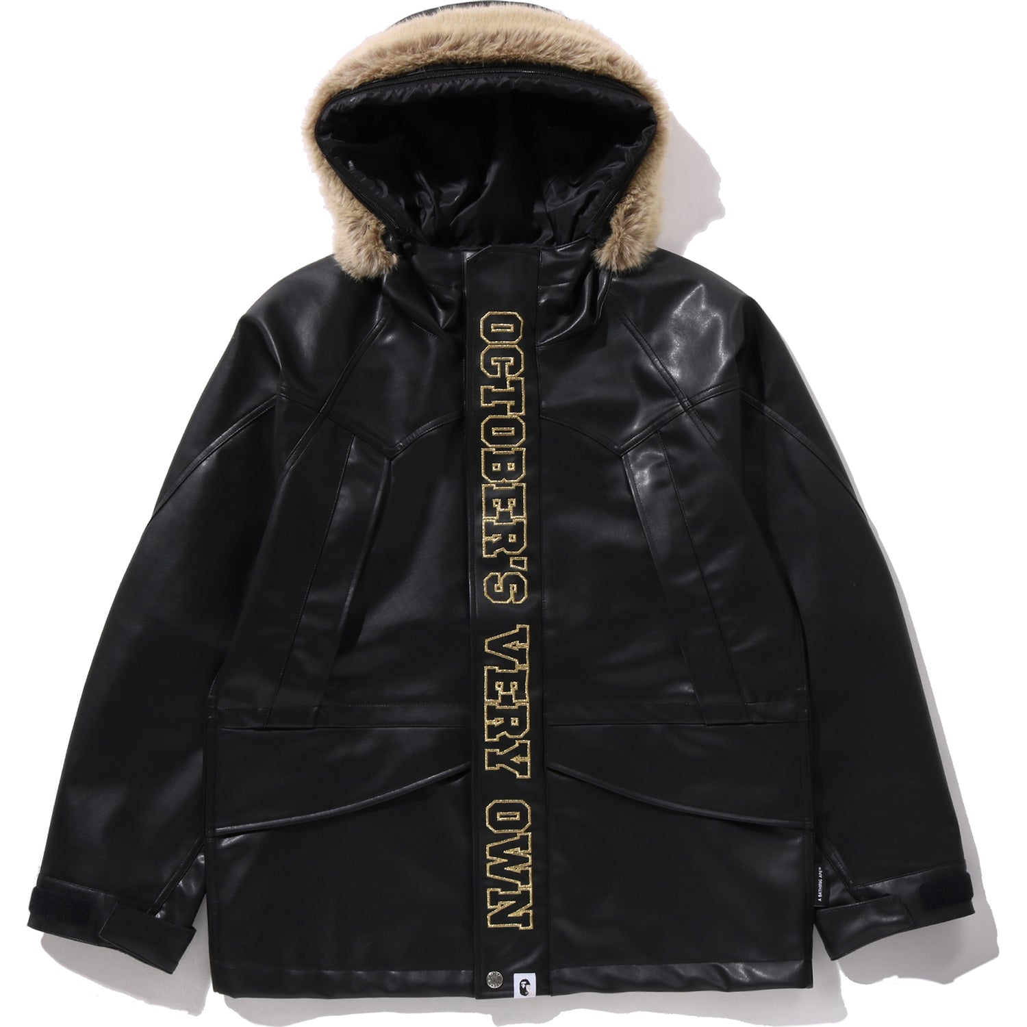 BAPE X OVO SYNTHETIC WASHABLE LEATHER SNOWBOARD JACKET MENS