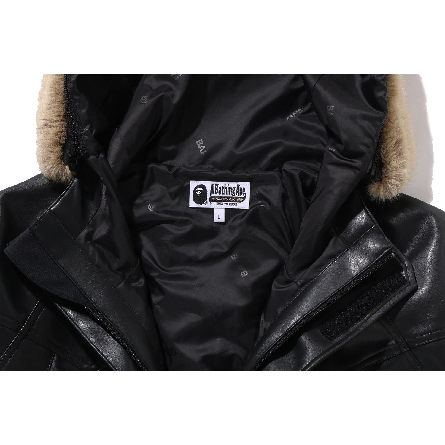 BAPE X OVO SYNTHETIC WASHABLE LEATHER SNOWBOARD JACKET MENS