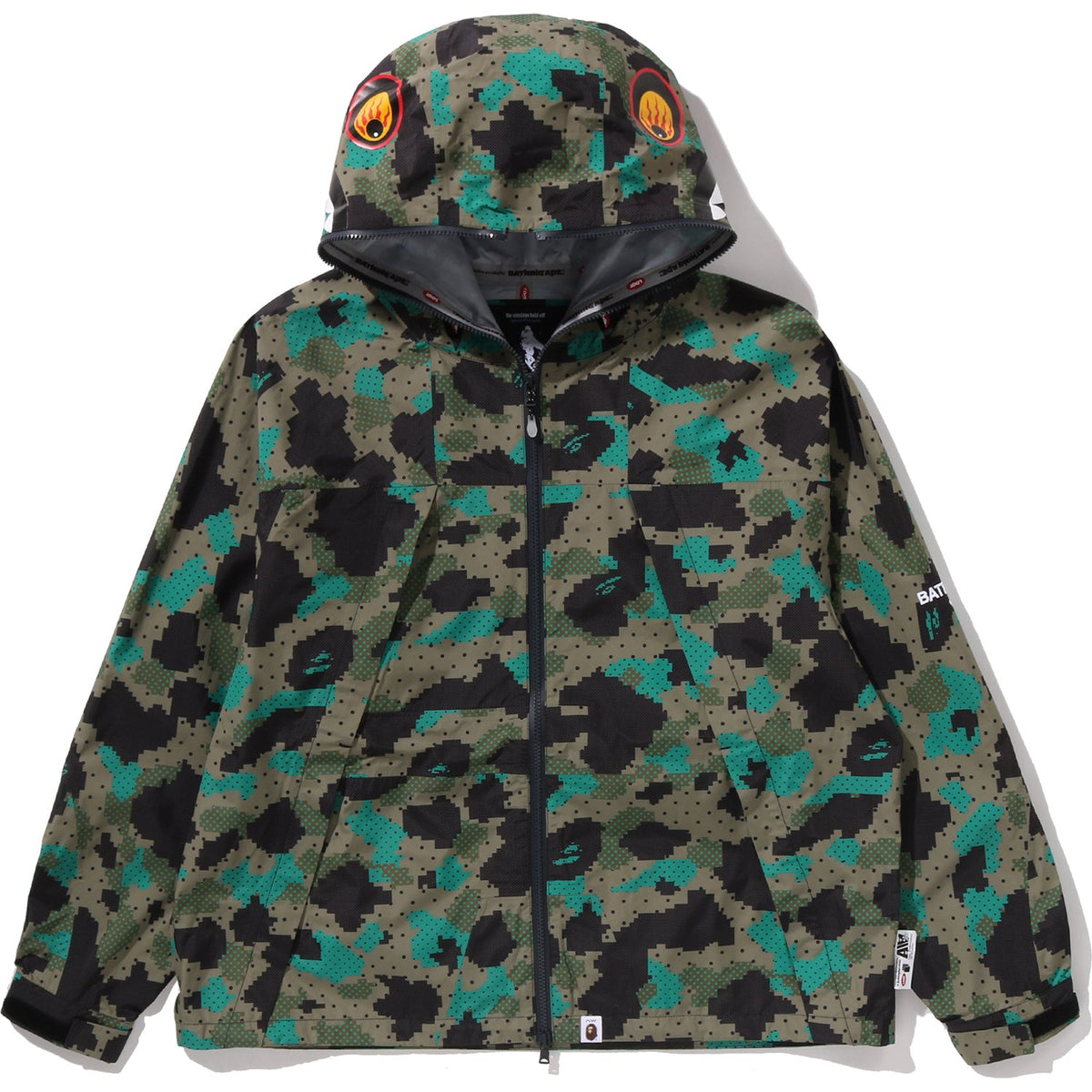 BAPE BY KAZUKI KURAISHI CAMO SHARK PACKABLE SNOWBOARD JACKET MENS