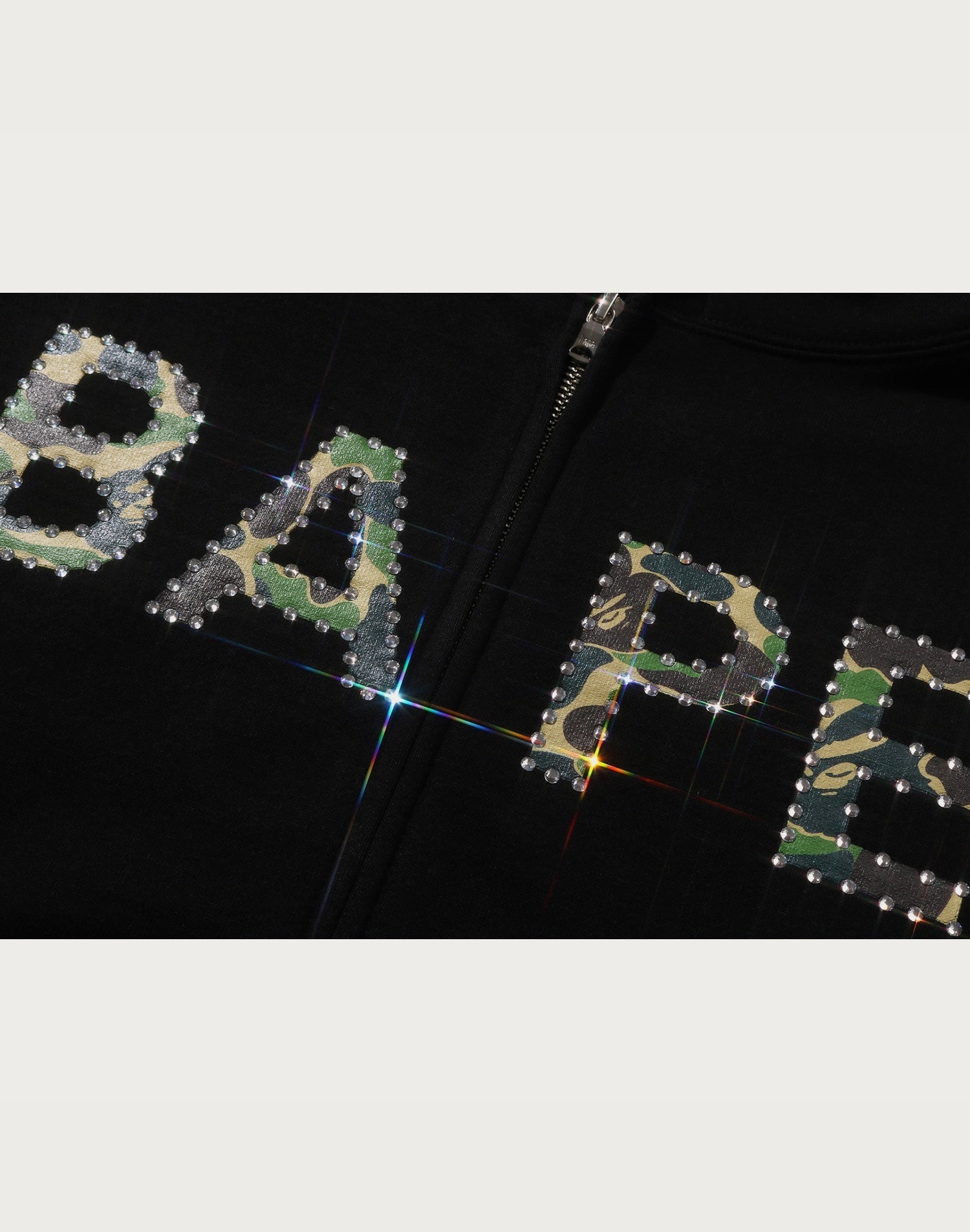 ABC CAMO CRYSTAL LOGO WIDE ZIP HOODIE LADIES