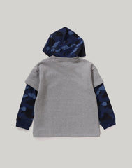 COLOR CAMO LAYERED RELAXED FIT PULLOVER HOODIE KIDS
