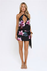 Twilight Bloom Nights Halter Mini Dress Floral