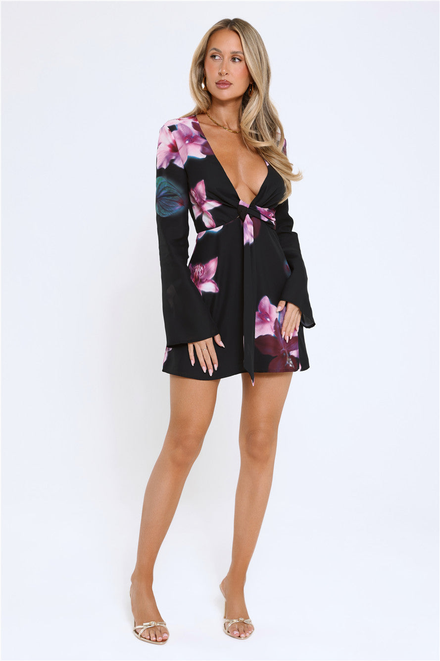 Twilight Bloom Dream Long Sleeve Mini Dress Floral