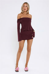 Island Sunshine Off Shoulder Mini Dress Plum