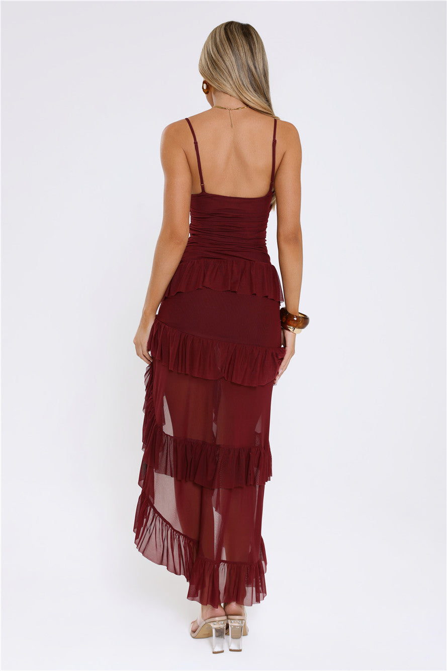 Fresh Layers Maxi Dress Wine