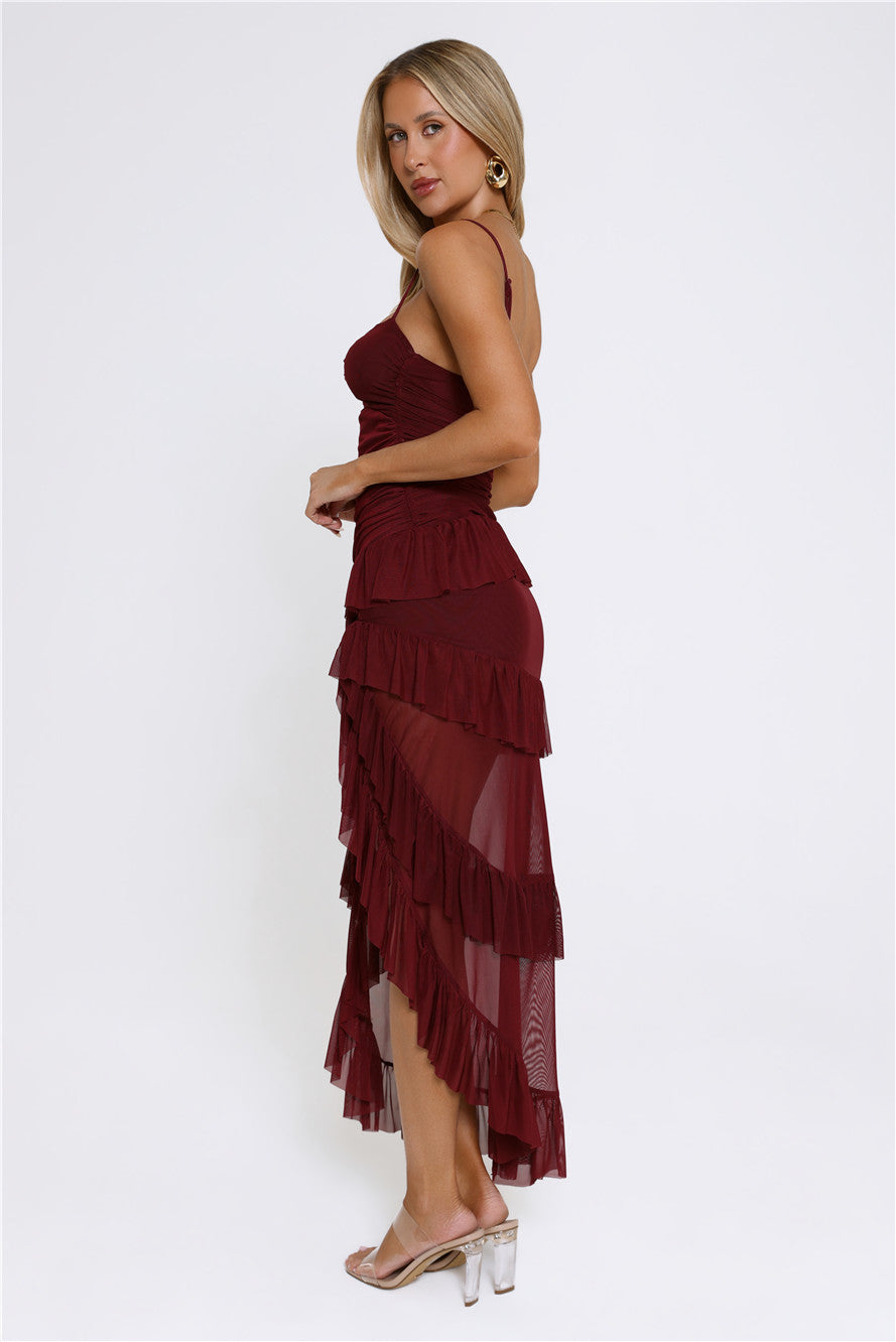 Fresh Layers Maxi Dress Wine