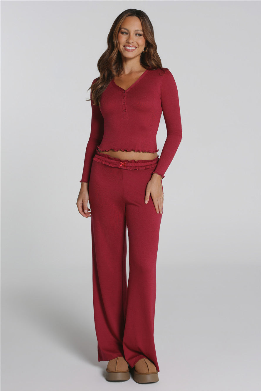 Fireside Moments Relaxed Pajama Pants Wine