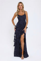 Urban Elegance Long Sleeve Maxi Dress Navy