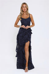 Urban Elegance Long Sleeve Maxi Dress Navy