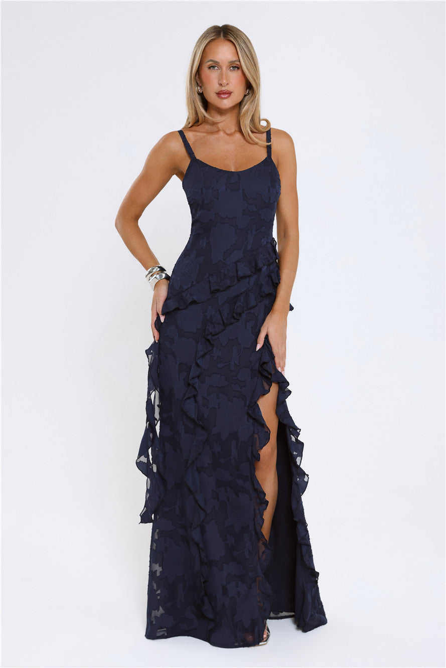 Urban Elegance Long Sleeve Maxi Dress Navy