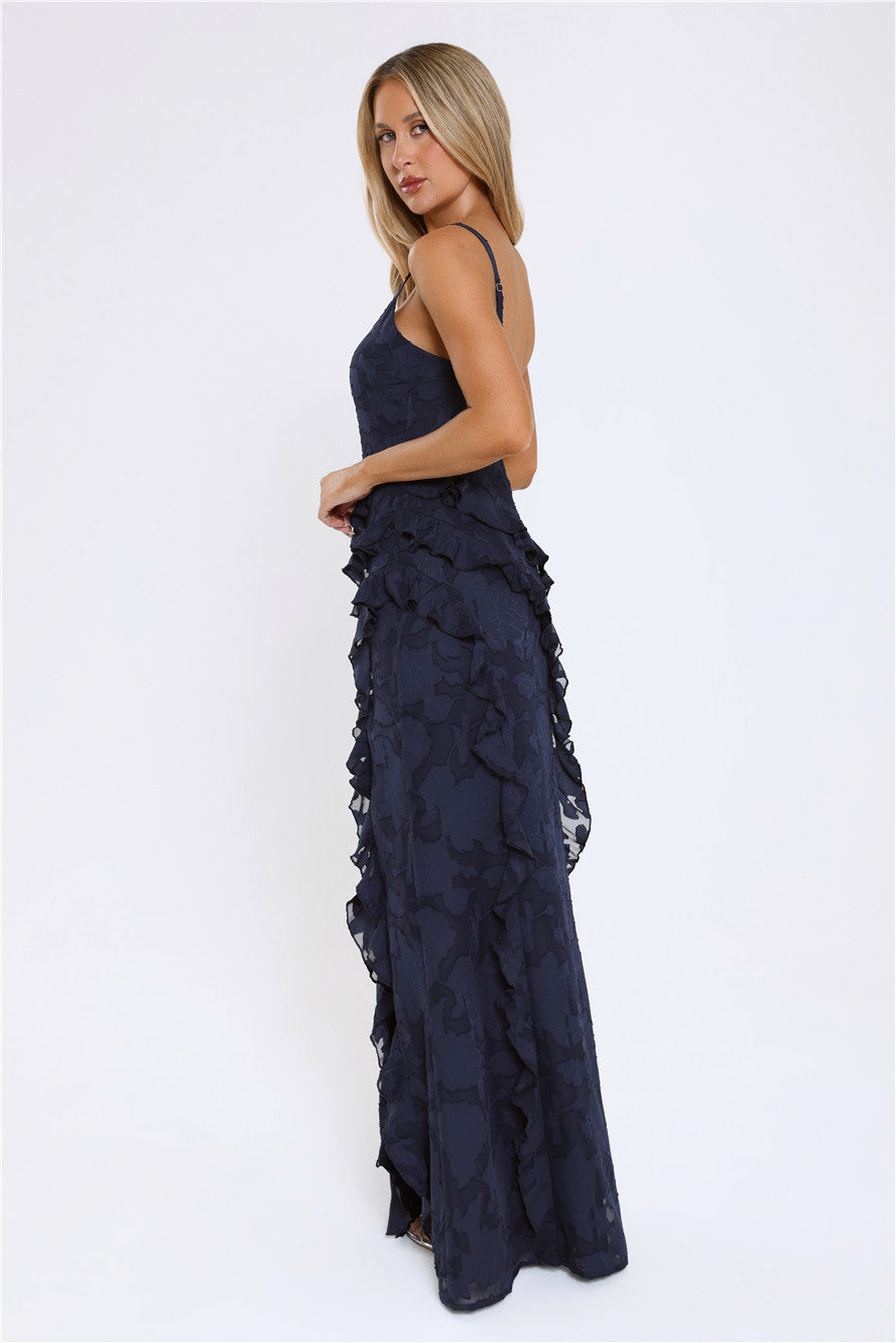 Urban Elegance Long Sleeve Maxi Dress Navy