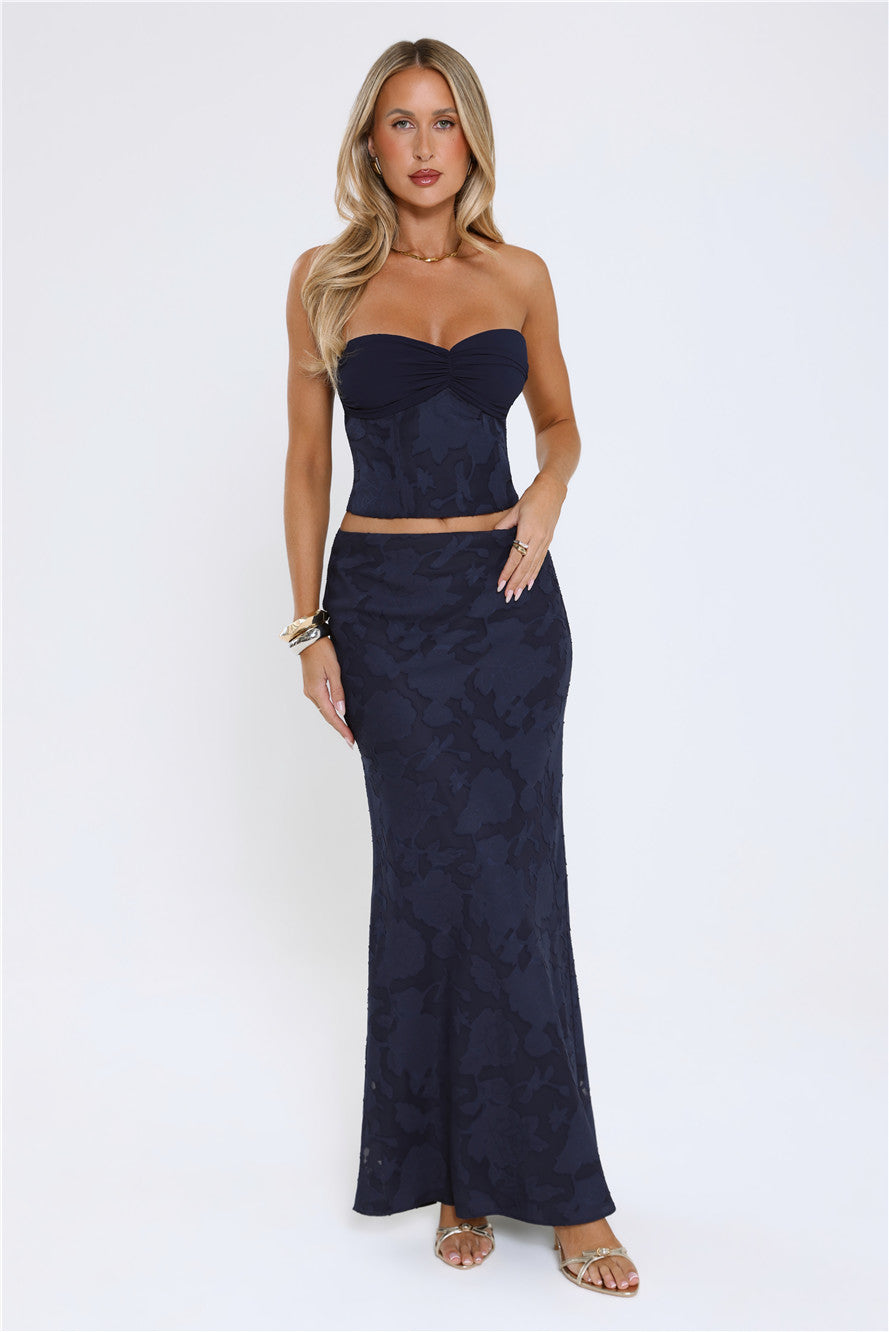 Warm As Honey Strapless Top Navy