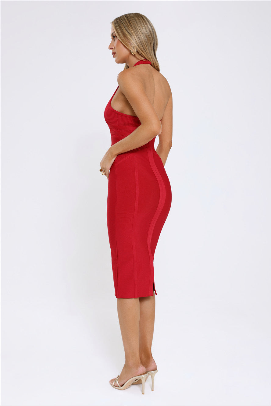 Not Your Girl Bandage Midi Dress Red