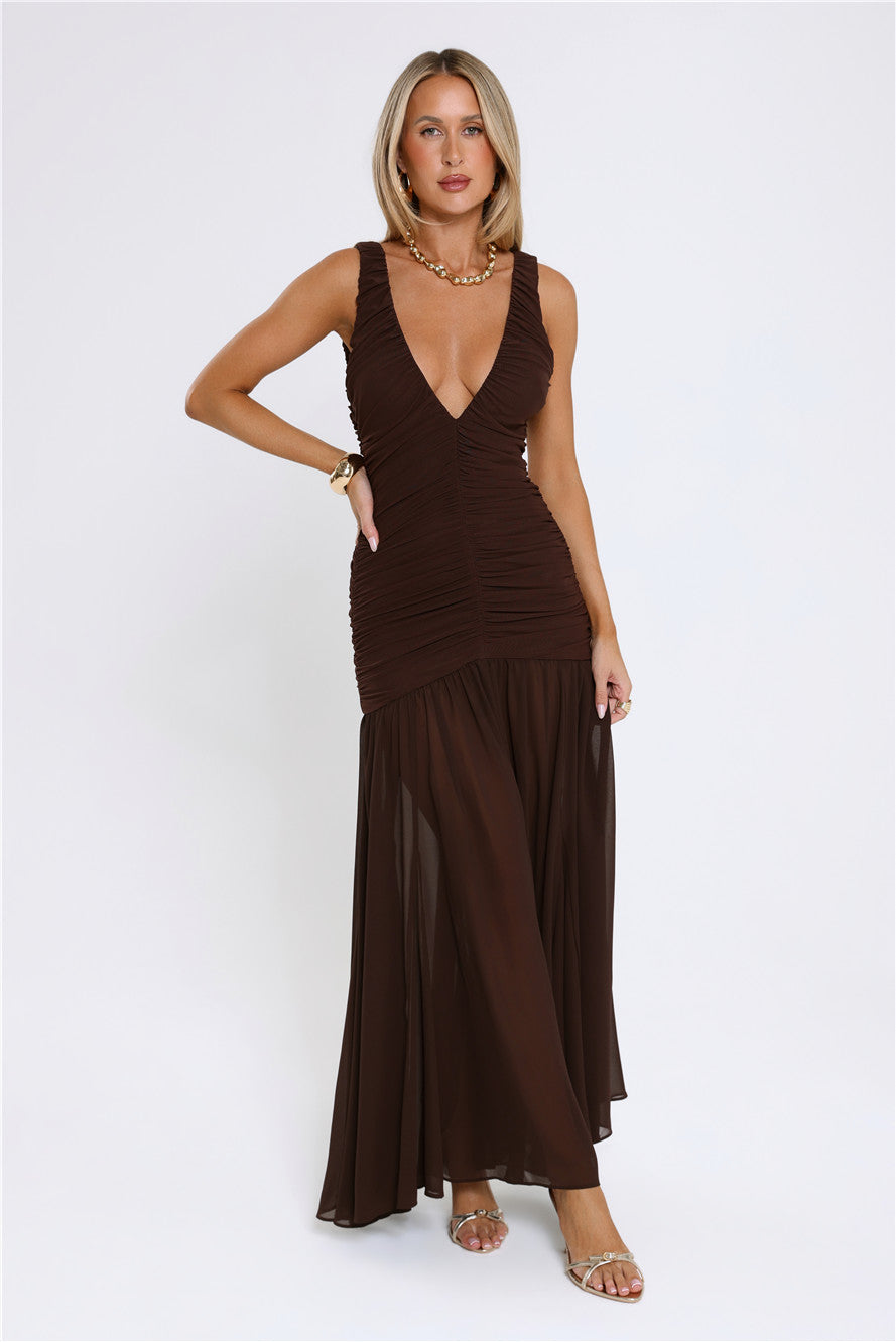 Flirt And Fling Maxi Dress Brown