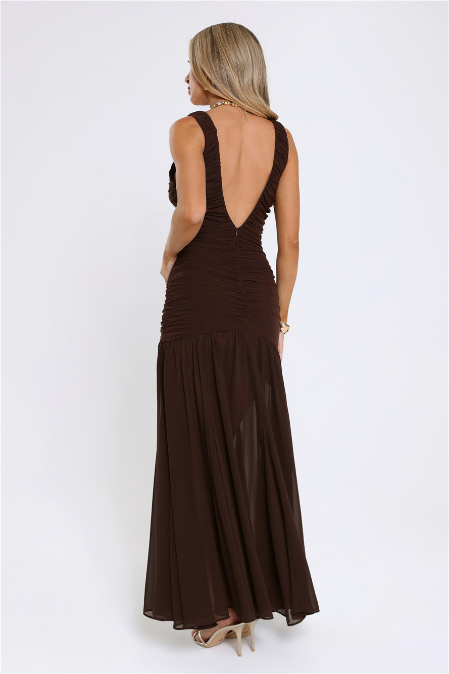 Flirt And Fling Maxi Dress Brown