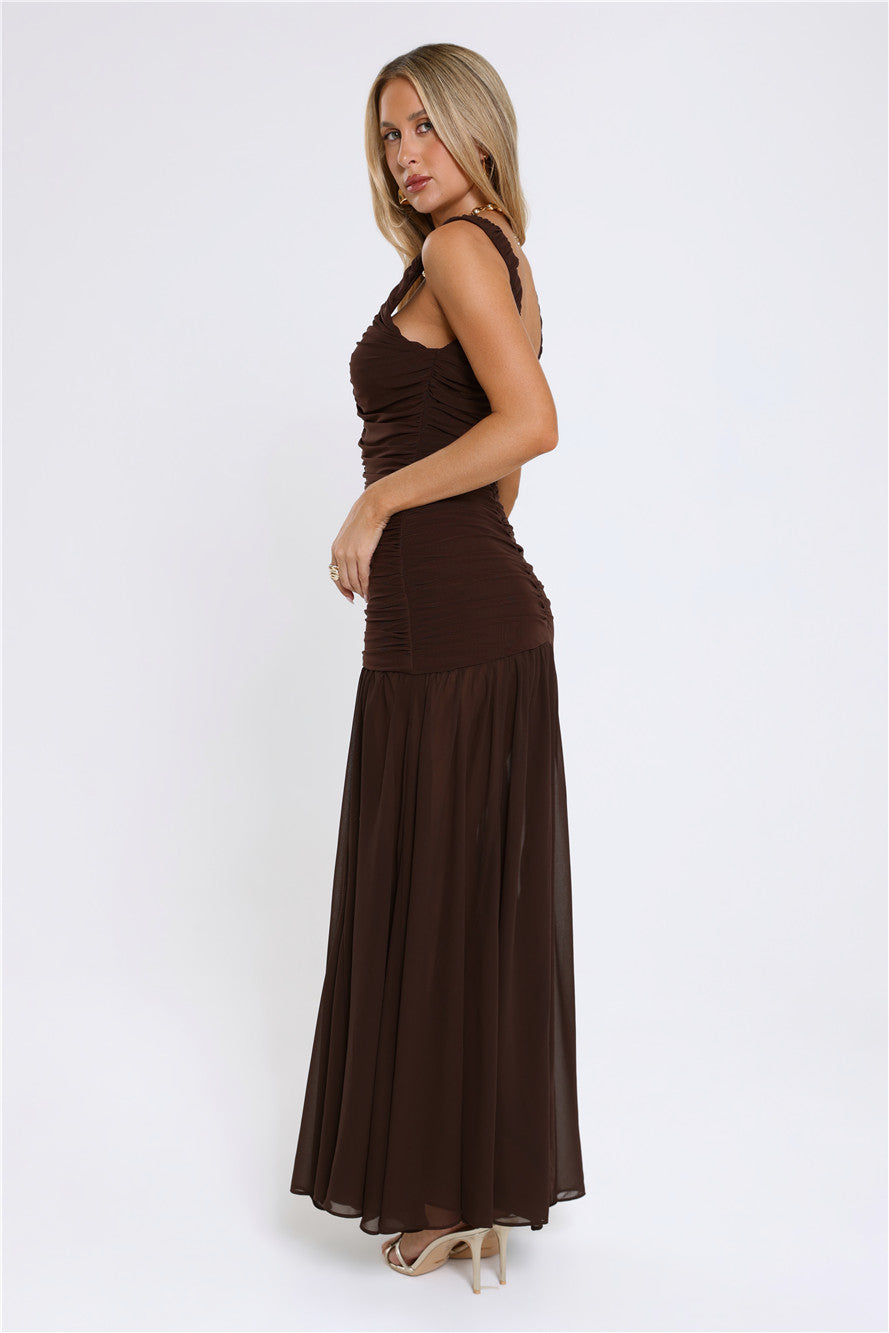 Flirt And Fling Maxi Dress Brown
