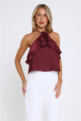 Floral Pop Halter Top Merlot