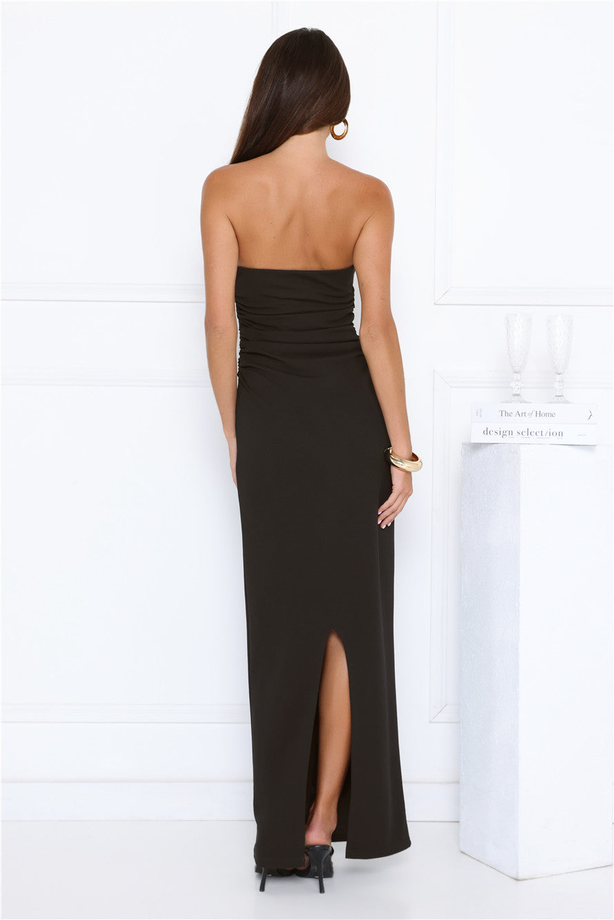 Glow Getter Mode Strapless Maxi Dress Black