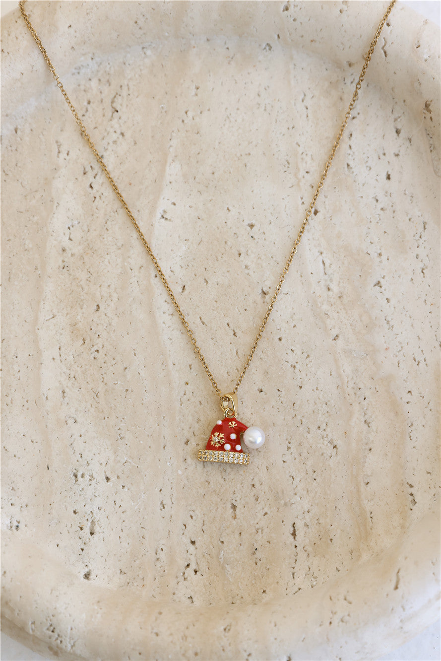 Santa's Hat Necklace Gold