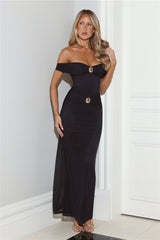 The Grand Entrance Off Shoulder Maxi Dress Navy