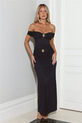 The Grand Entrance Off Shoulder Maxi Dress Navy