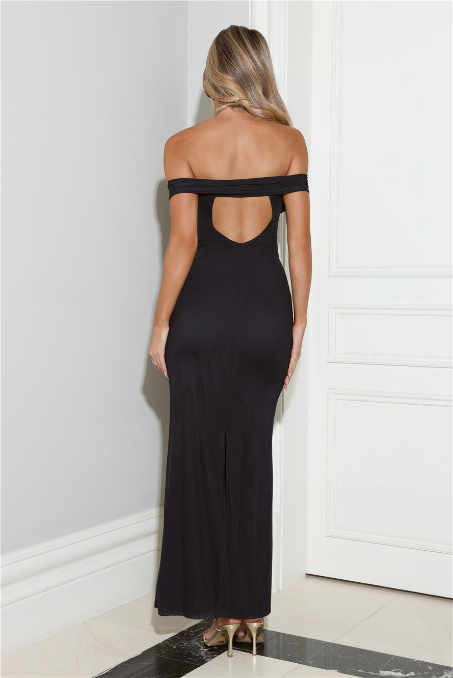 The Grand Entrance Off Shoulder Maxi Dress Navy