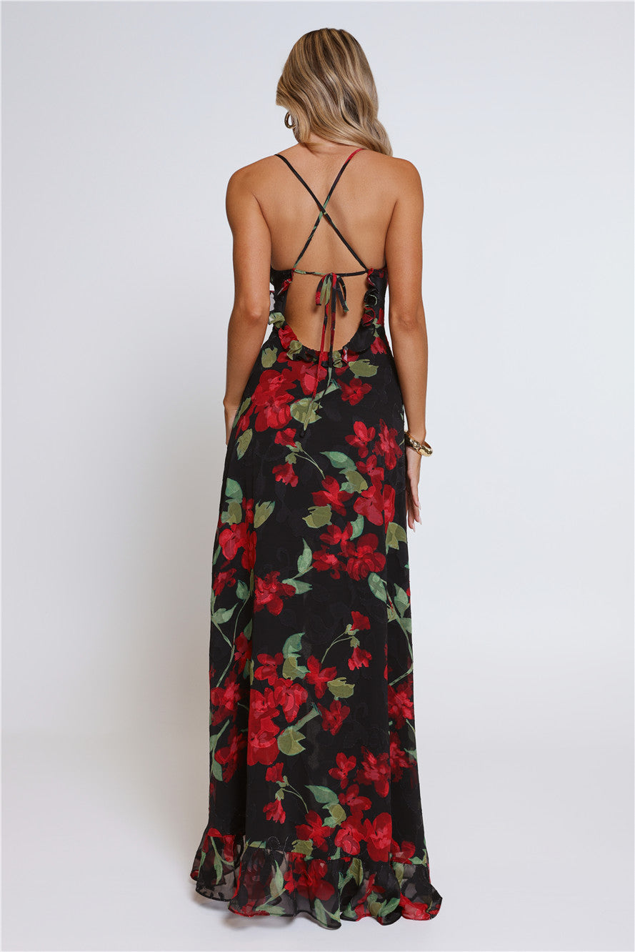 Riviera Sunset Maxi Dress Black