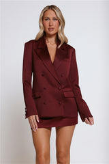 Boss Babe Energy Satin Blazer Wine