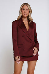 Boss Babe Energy Satin Blazer Wine