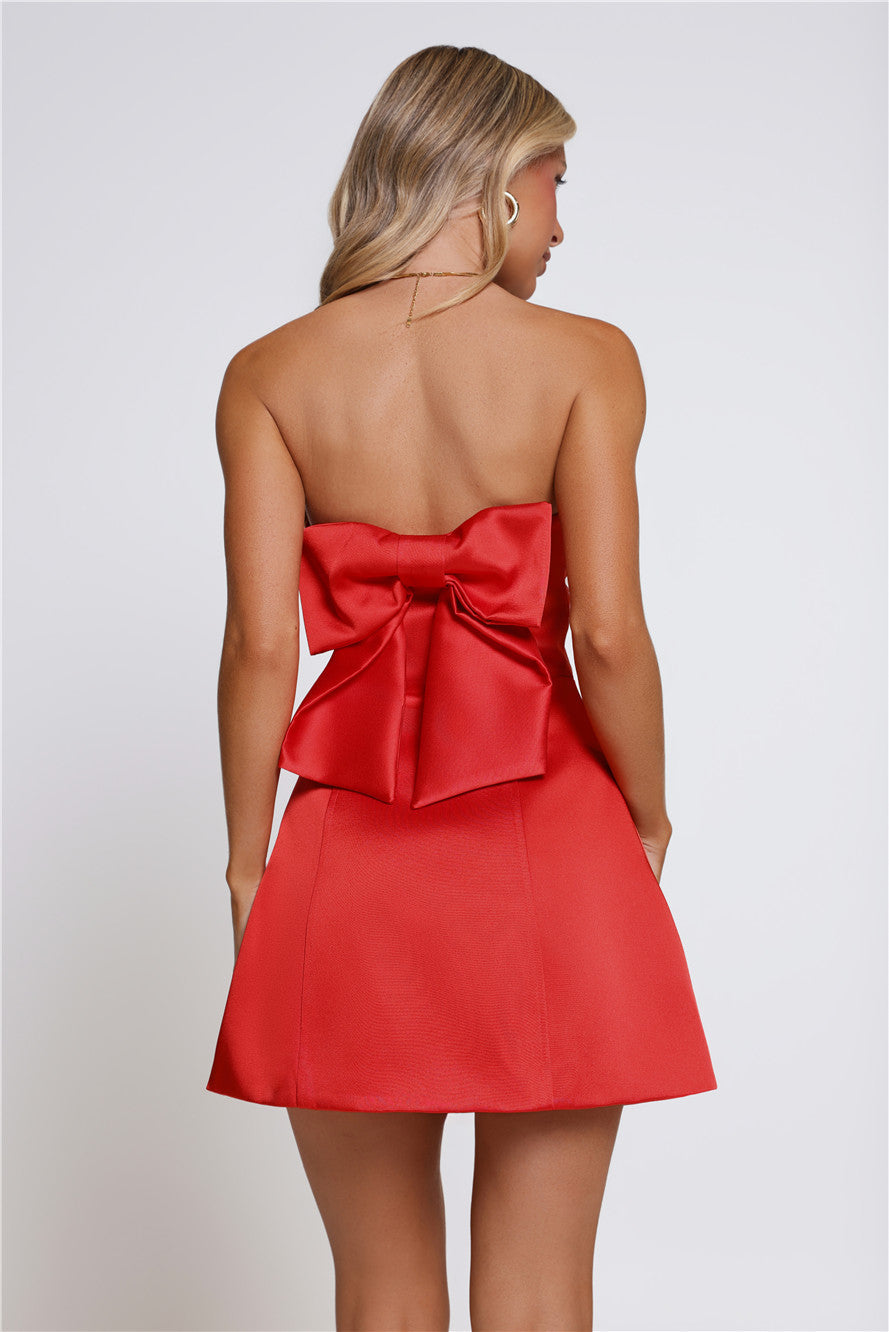 The Best Gift Satin Strapless Mini Dress Red