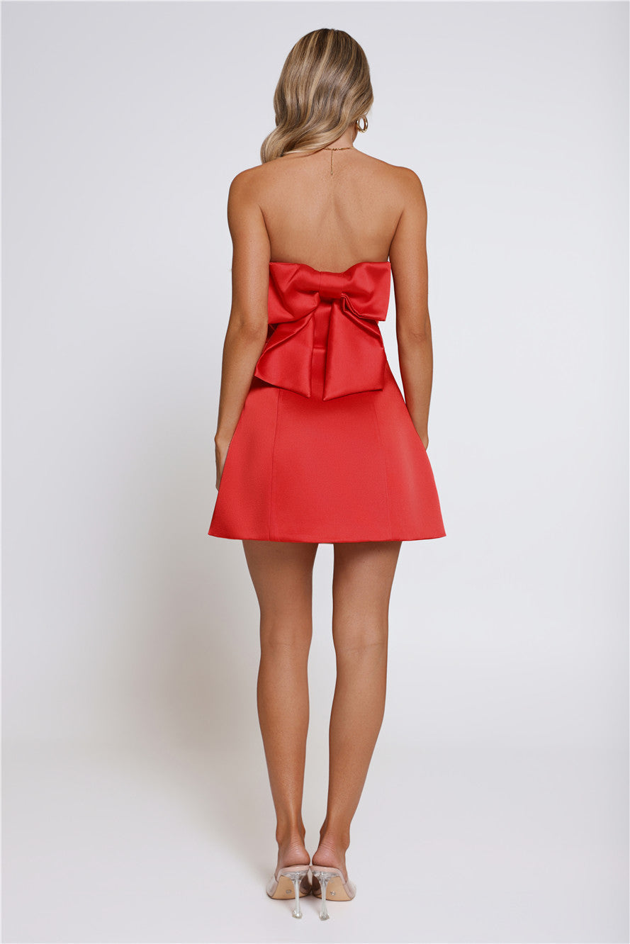 The Best Gift Satin Strapless Mini Dress Red