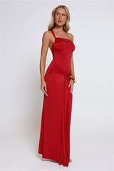 Love This Feeling One Shoulder Maxi Dress Red