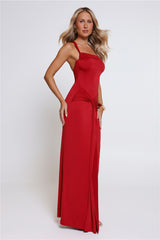 Love This Feeling One Shoulder Maxi Dress Red