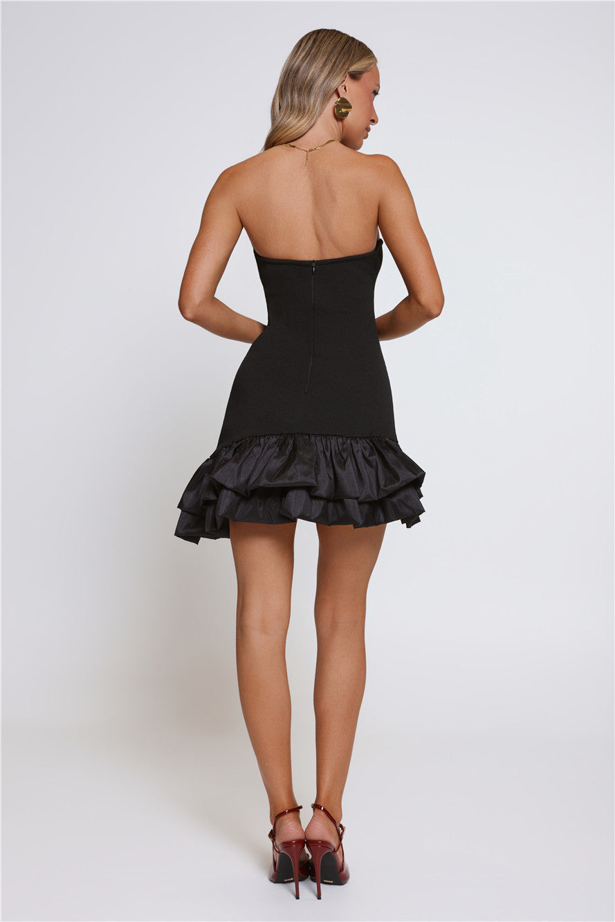 Just One More Dance Bandage Strapless Mini Dress Black
