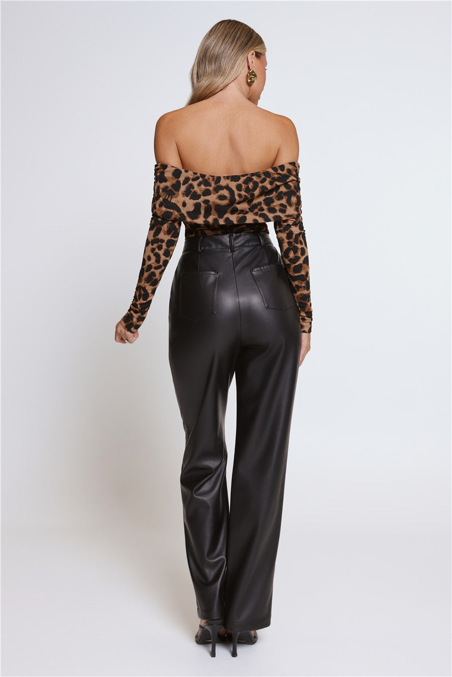 Let's Talk Style Faux Leather Pants Black