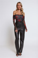 Roses In Bloom Long Sleeve Mesh Bodysuit Black