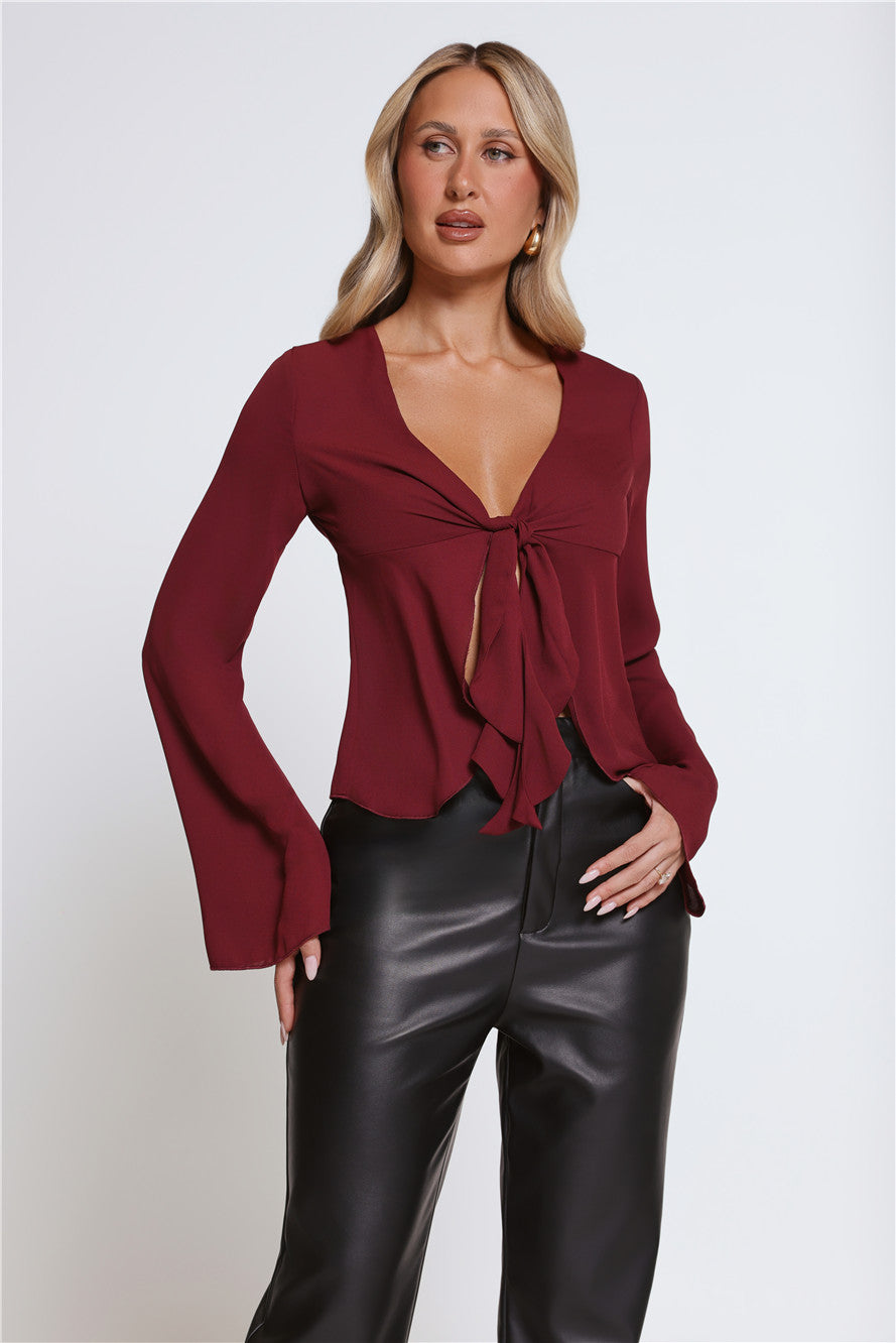Hot Topic Long Sleeve Top Wine
