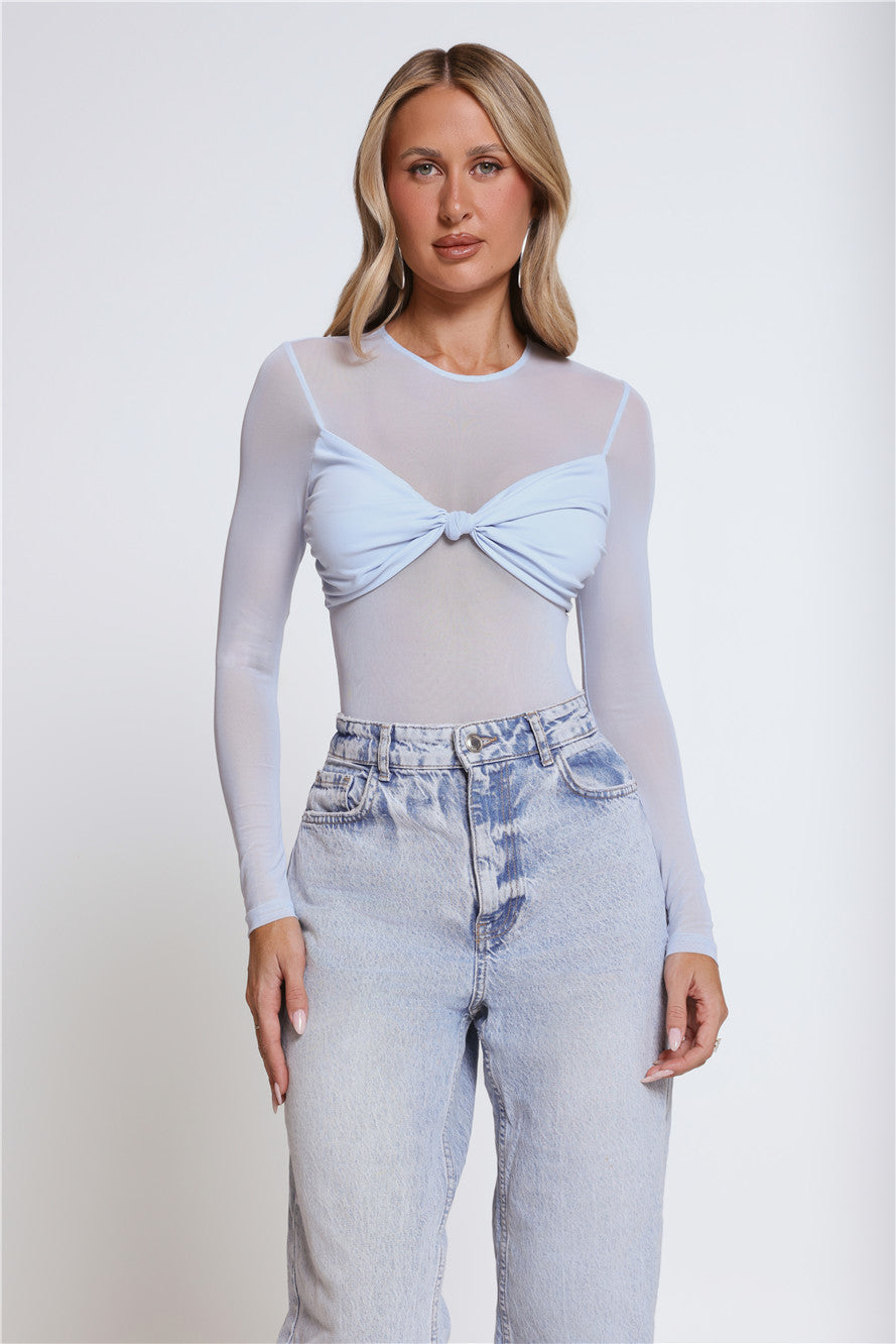 Self Love Club Long Sleeve Bodysuit Blue
